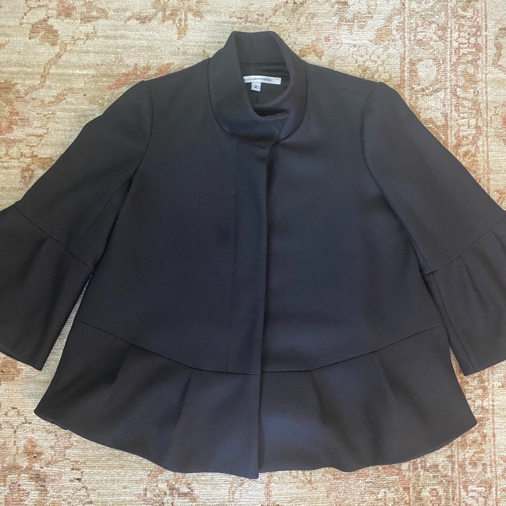 DVF upset cute black jacket with bell sleeve